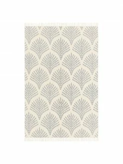 Acheter 👏 Westwing Collection Tapis beige à franges tissé à plat Klara, larg. 50 x long. 80 cm (taille XXS)Disponibilité limitée ✨