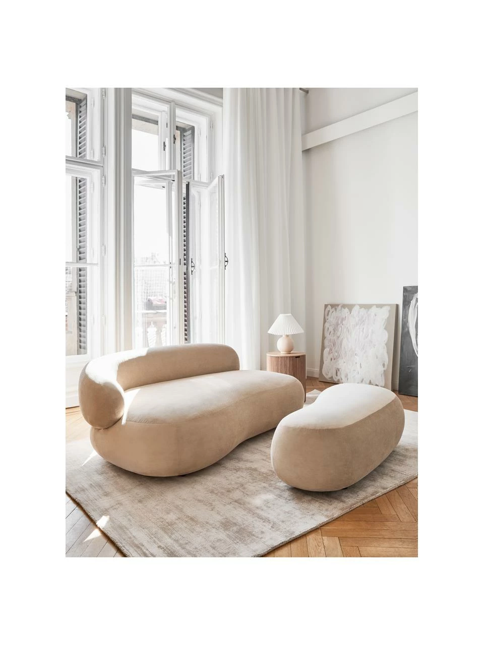 Remise 🎁 Westwing Collection Tapis beige viscose tissé main Jane, larg. 80 x long. 150 cm (taille XS) 😍 – Image 2