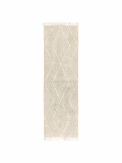 De gros 🤩 Westwing Collection Tapis de couloir beige bohème en coton à motif, tufté main Bina, larg. 80 x long. 250 cm 🔔