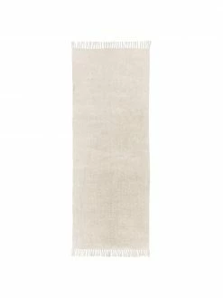 Acheter ❤️ Westwing Collection Tapis de couloir blanc en coton à franges, tufté main Daya, larg. 80 x long. 200 cm 🤩