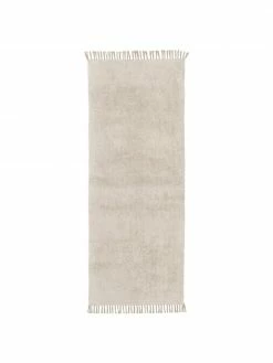 Offres 🎉 Westwing Collection Tapis de couloir blanc en coton à franges, tufté main Daya, larg. 80 x long. 200 cm 👏