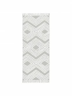 Promo 😀 Westwing Collection Tapis de couloir gris avec structure en relief tissé main Ziggy, larg. 80 x long. 200 cm 😀