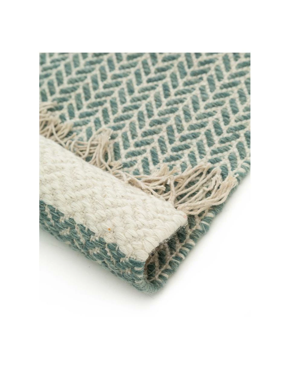 Le moins cher 🎉 Benuta Tapis d'entrée en laine vert, tissé main Kim, larg. 70 x long. 200 cm 🧨 – Image 4