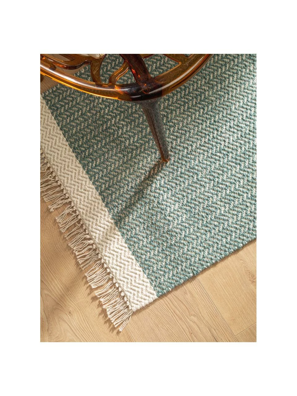 Le moins cher 🎉 Benuta Tapis d'entrée en laine vert, tissé main Kim, larg. 70 x long. 200 cm 🧨 – Image 5