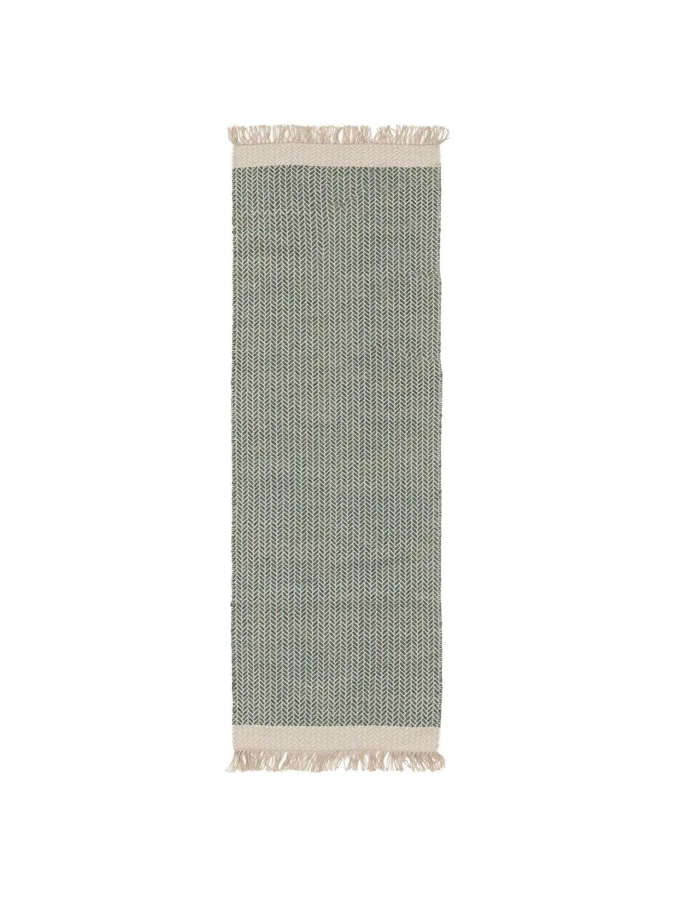 Le moins cher 🎉 Benuta Tapis d'entrée en laine vert, tissé main Kim, larg. 70 x long. 200 cm 🧨