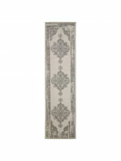 Offres ❤️ Westwing Collection Tapis d'entrée gris extérieur / intérieur style vintage Dana, larg. 80 x long. 300 cm ⌛
