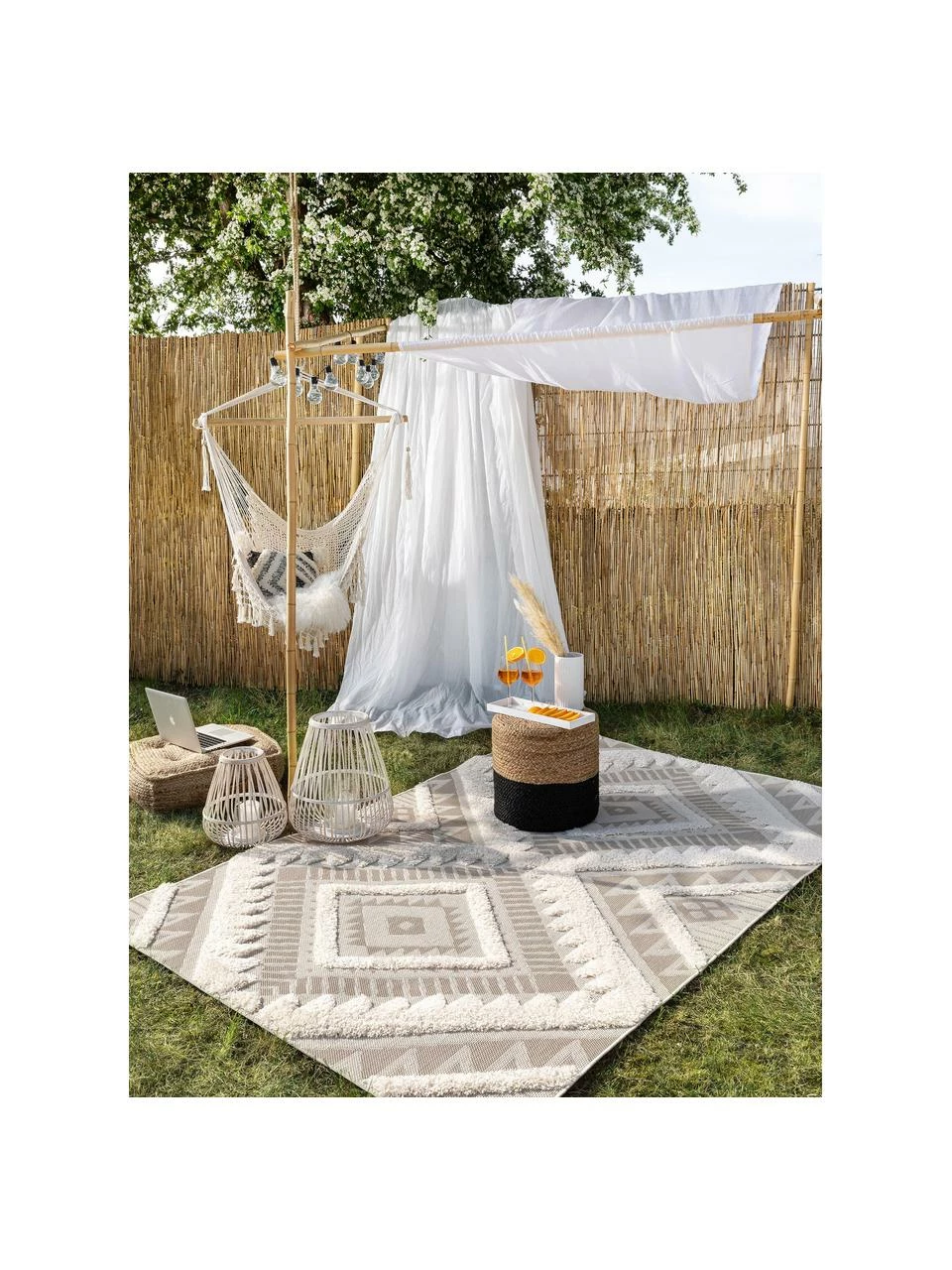 Meilleure affaire đ„ Benuta Tapis d'extérieur en laine crème ethnique à surface texturée Kim, larg. 120 x long. 170 cm (taille S)Seulement 1 produit disponible â â Image 2