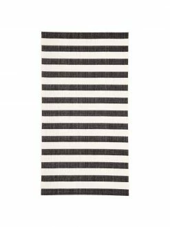 Nouveau 🔔 Westwing Collection Tapis d'extérieur noir à jeu de rayures Axa, larg. 80 x long. 150 cm (taille XS) ⭐