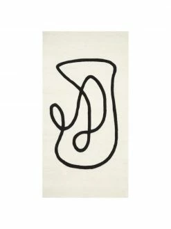 Vente flash 🥰 Westwing Collection Tapis en laine blanc crème tufté à la main dessin One Line Line, larg. 80 x long. 150 cm (taille XS) ✨