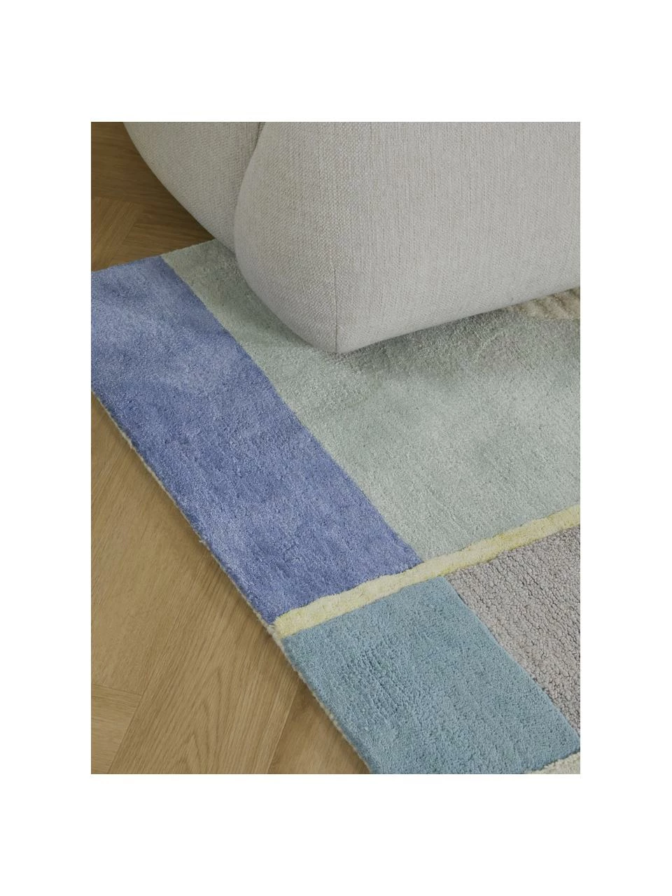 Nouveau ❤️ Westwing Collection Tapis en laine tufté main tons bleus Pierre, larg. 80 x long. 150 cm (taille XS) 😀 – Image 6