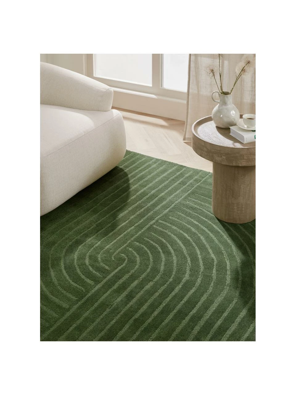 Tout neuf 🛒 Westwing Collection Tapis en laine vert foncé, tufté main Mason, larg. 80 x long. 150 cm (taille XS) 🎉 – Image 2