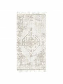 De gros ✔️ Westwing Collection Tapis fin en coton beige vintage tissé main Jasmine, larg. 70 x long. 140 cm (taille XS) 😉