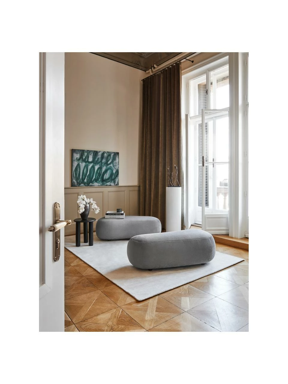 Offres ⭐ Westwing Collection Tapis gris argent en viscose tissé main Jane, larg. 90 x long. 150 cm (taille XS) 😍 – Image 2