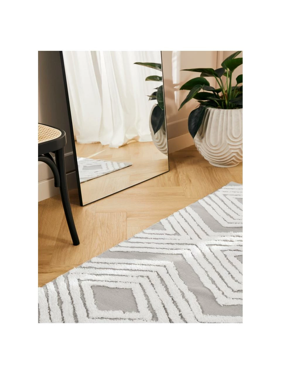 Nouveau ✔️ Westwing Collection Tapis gris avec structure en relief tissé main Ziggy, larg. 80 x long. 150 cm (taille XS) 😀 – Image 2