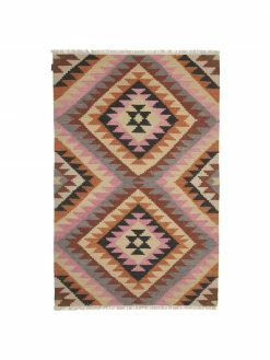 Coupon ✔️ Tapis kilim en laine tissé main Zenda, larg. 155 x long. 240 cm (taille M) 👏