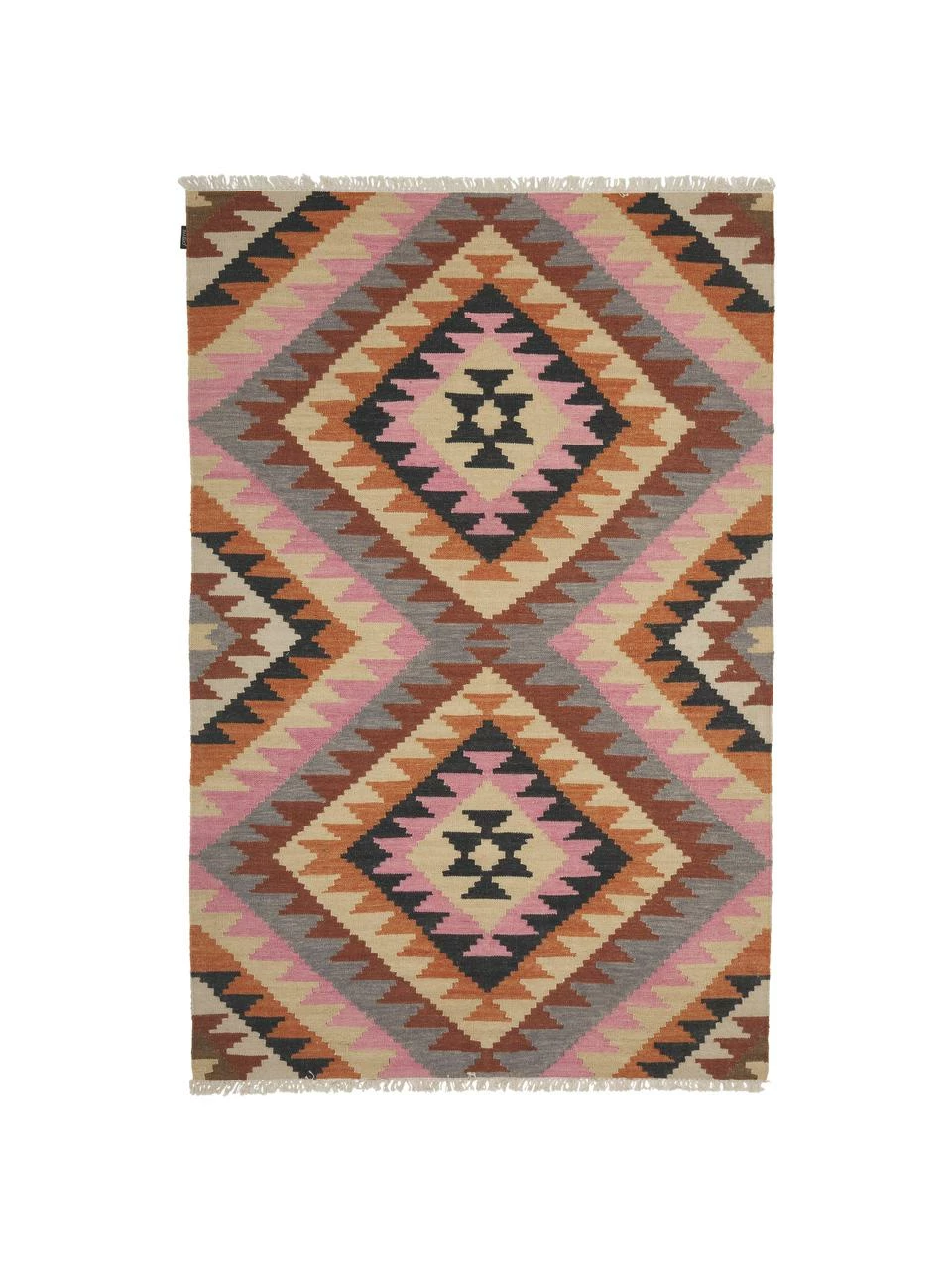 Coupon ✔️ Tapis kilim en laine tissé main Zenda, larg. 155 x long. 240 cm (taille M) 👏