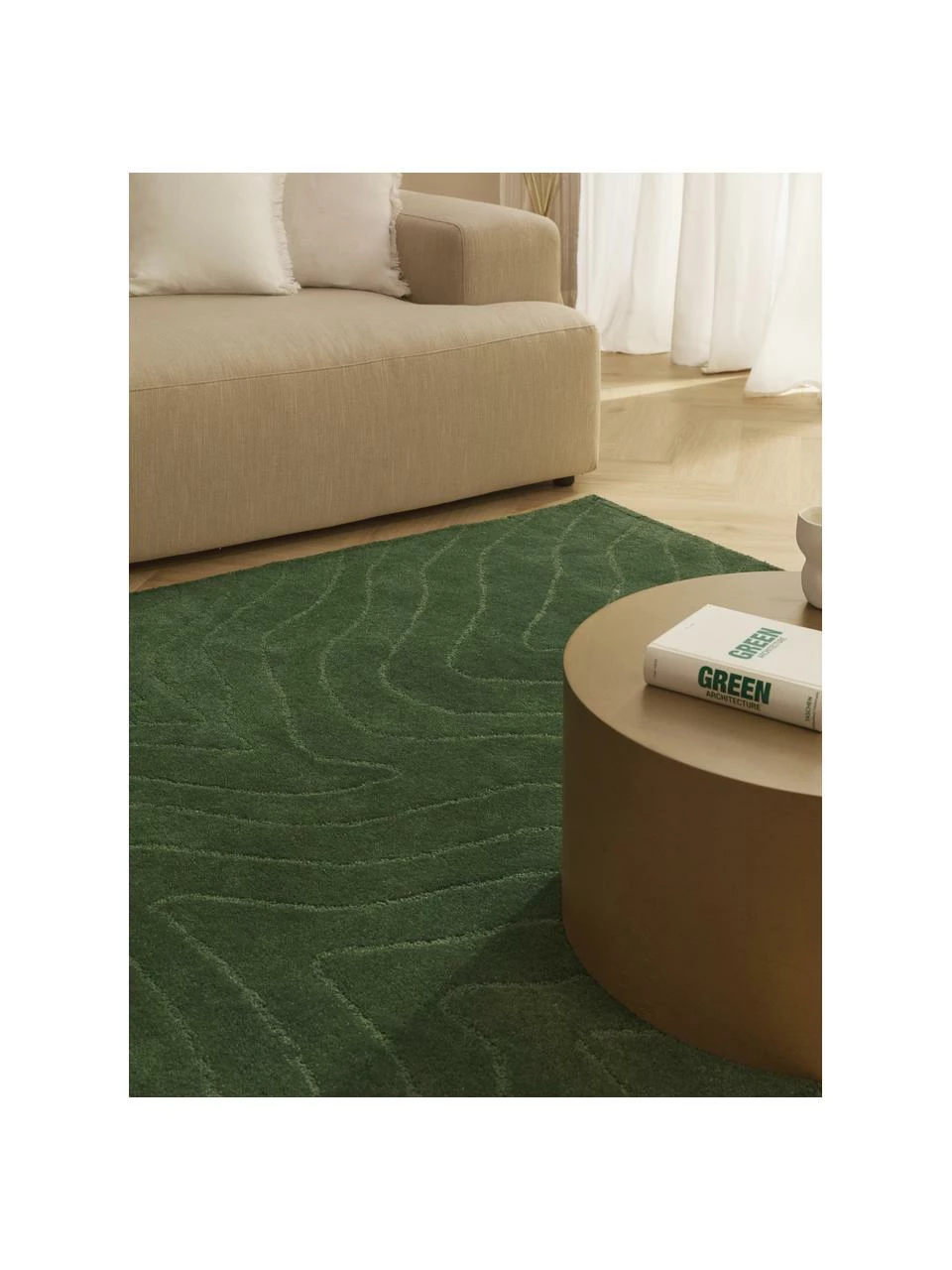 Coupon 🎁 Westwing Collection Tapis laine vert foncé tufté main Aaron, larg. 80 x long. 150 cm (taille XS)Seulement 1 produit disponible 💯 – Image 2