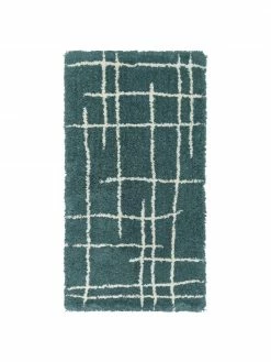 Budget ❤️ Westwing Collection Tapis moelleux à poils longs bleu pétrole tufté main Amelie, larg. 80 x long. 150 cm (taille XS) 🥰