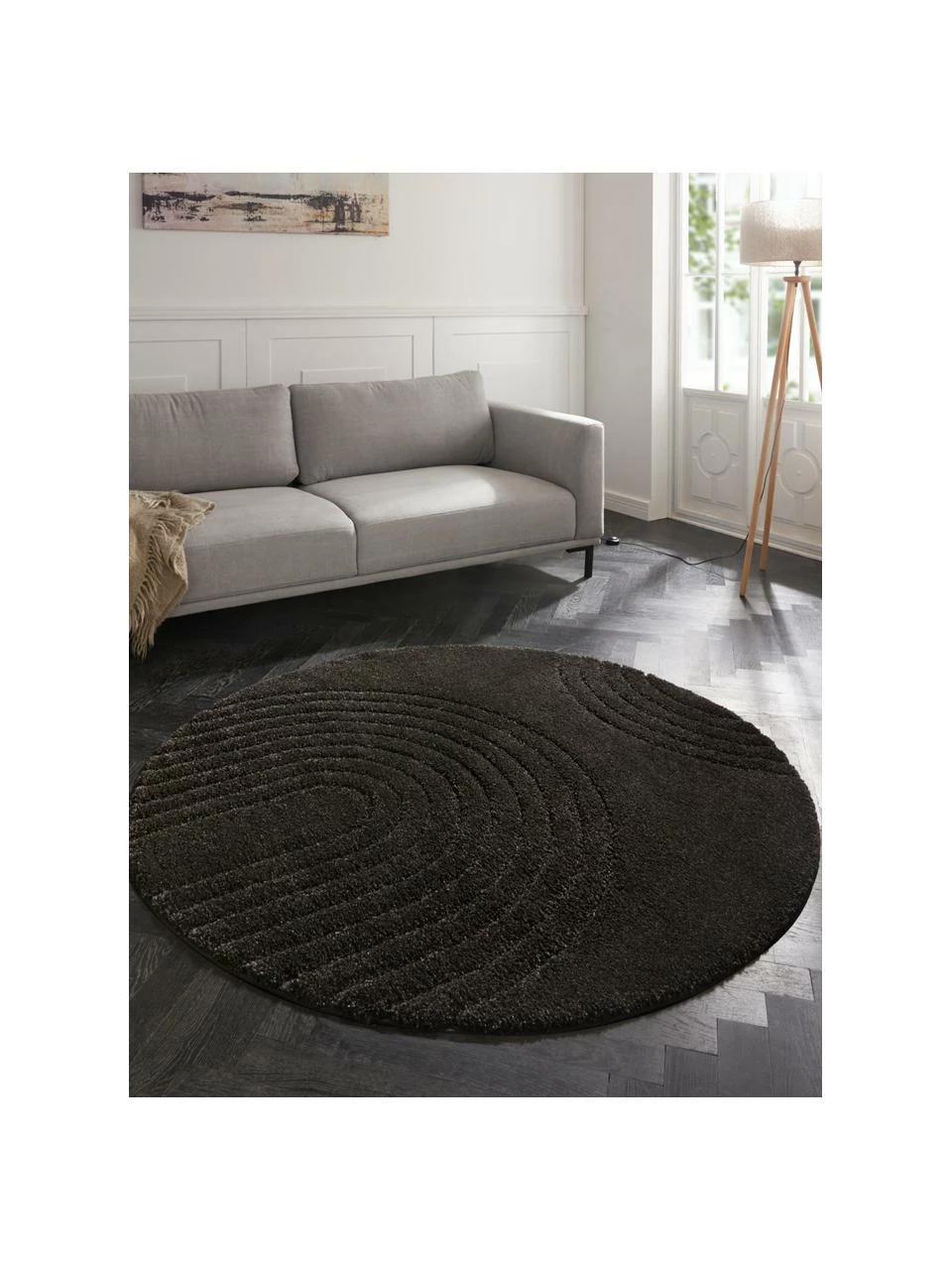 Remise 👍 Tapis rond à poils longs anthracite Norwalk, Ø 160 (taille L) 🥰 – Image 2