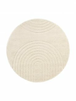 Bon marché 👍 Tapis rond à poils longs crème Norwalk, Ø 160 (taille L) 👍