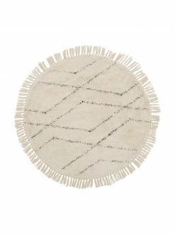 Budget ❤️ Westwing Collection Tapis rond coton beige tufté main Bina, Ø 110 cm (taille S) 🎁