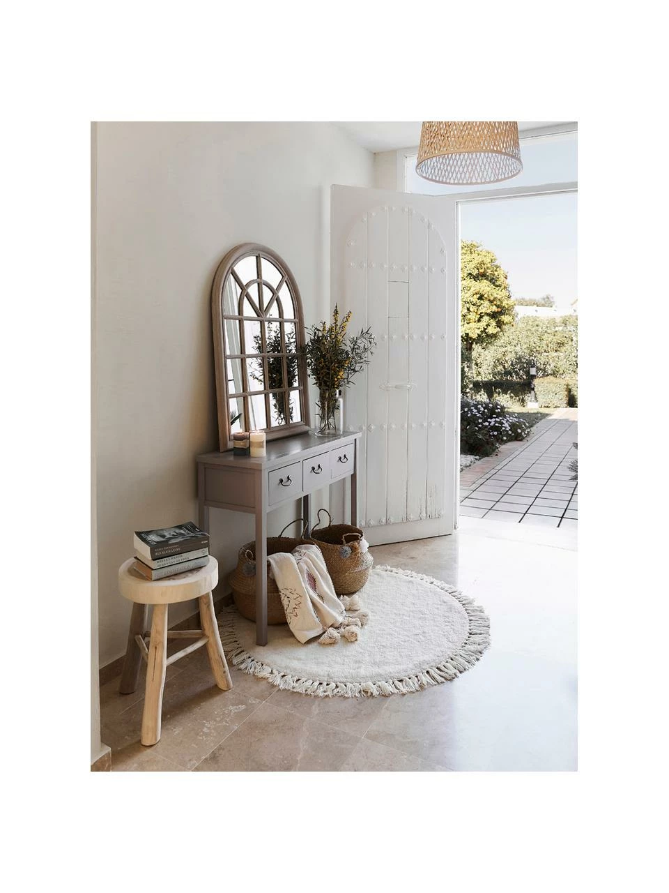 Nouveau 😍 Westwing Collection Tapis rond coton beige tufté main Daya, Ø 110 cm (taille S) 🔔 – Image 2