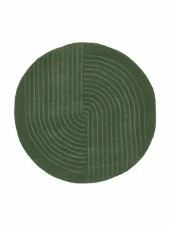 Acheter 🎉 Westwing Collection Tapis rond en laine vert foncé, tufté main Mason, Ø 120 cm (taille S)Disponibilité limitée 😍