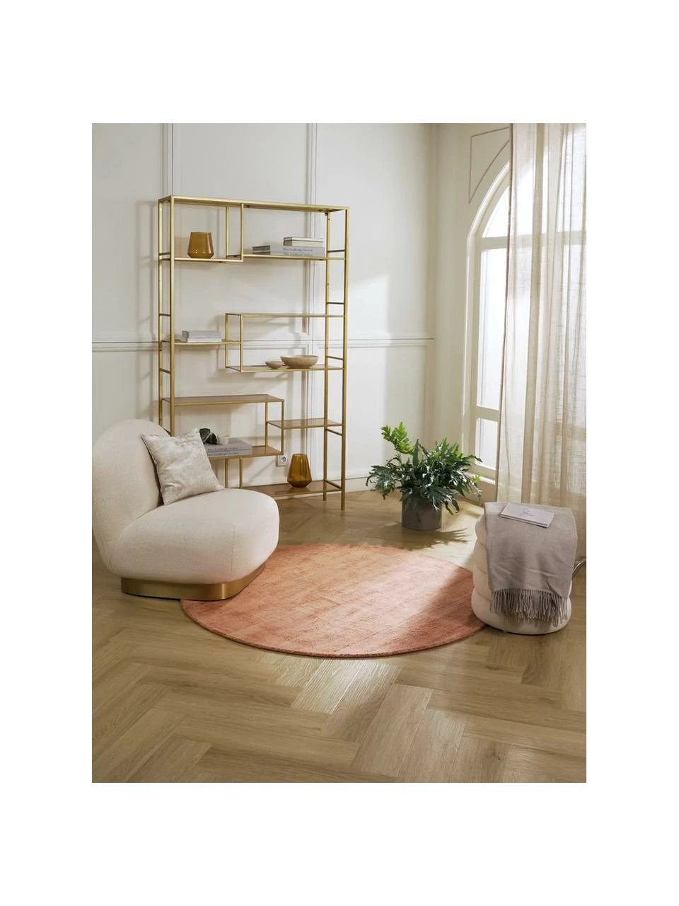 Grosses soldes 👍 Westwing Collection Tapis rond en viscose terracotta, tissé main Jane, Ø 120 cm (taille S) 😀 – Image 2