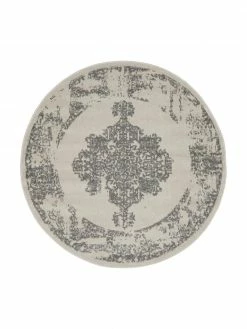 Tout neuf 😀 Westwing Collection Tapis rond gris extérieur / intérieur style vintage Diana, Ø 120 cm (taille S) ⌛