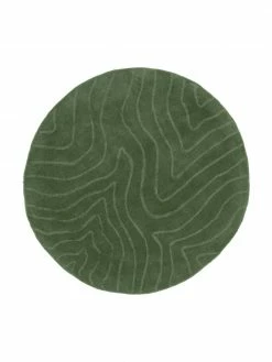 Offres 🌟 Westwing Collection Tapis rond laine vert foncé tufté main Aaron, Ø 120 cm (taille S) ⌛