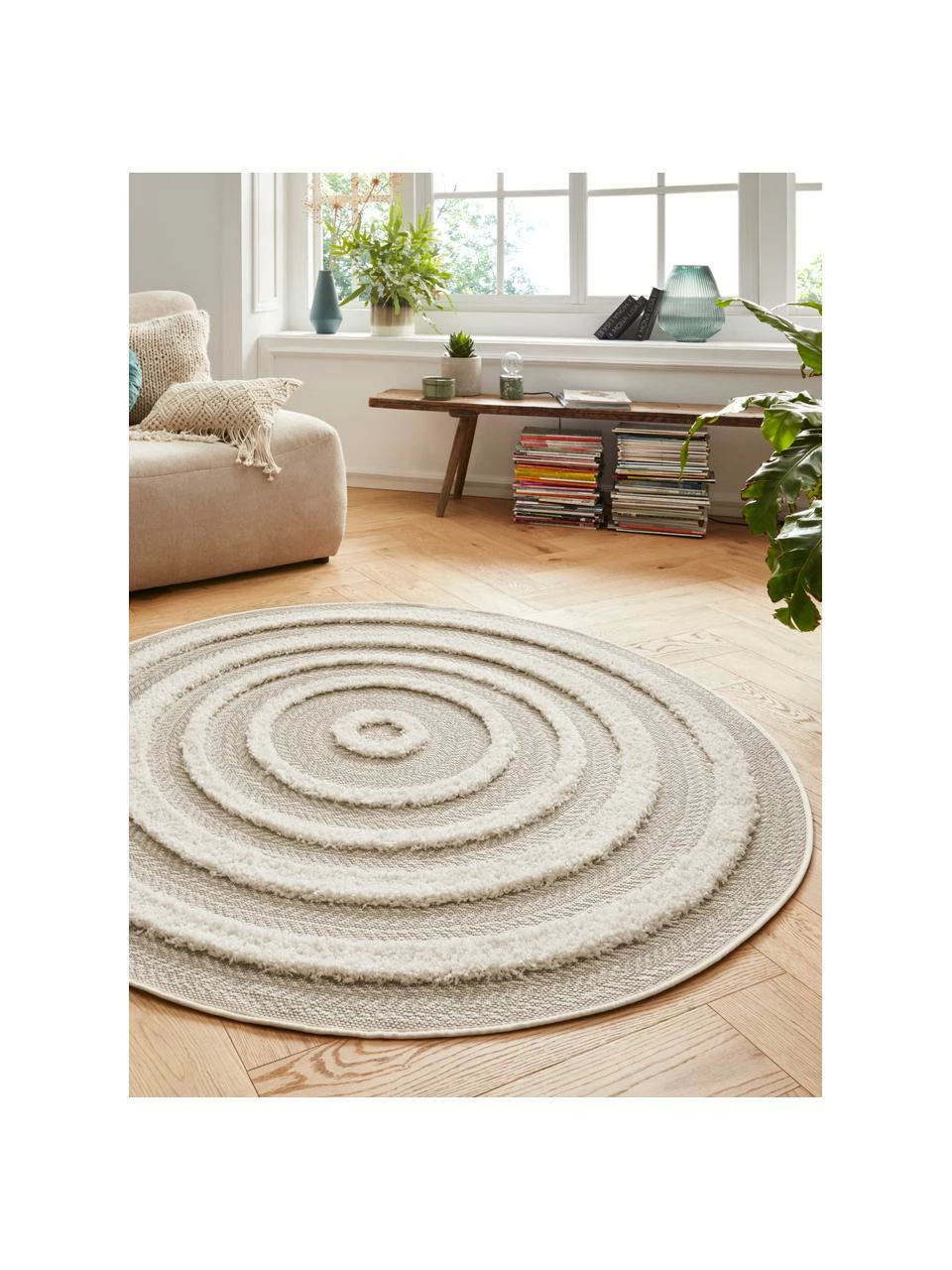 Meilleur prix 🛒 Tapis rond outdoor à effet relief Nador, Ø 160 cm (taille L) ✔️ – Image 2