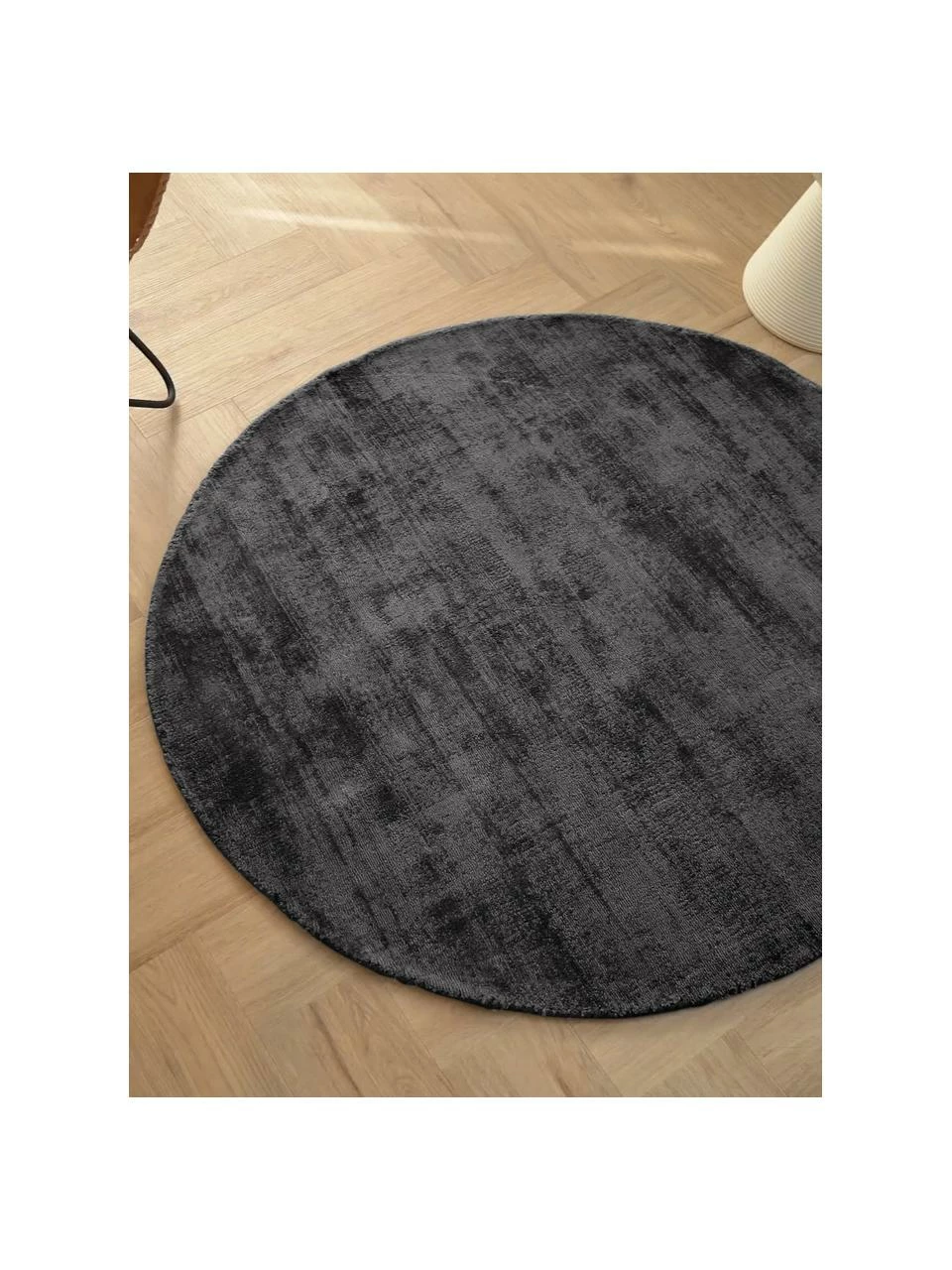 Promo ⭐ Westwing Collection Tapis rond tissé à la main noir Jane, Ø 120 cm (taille S) 🎉 – Image 6