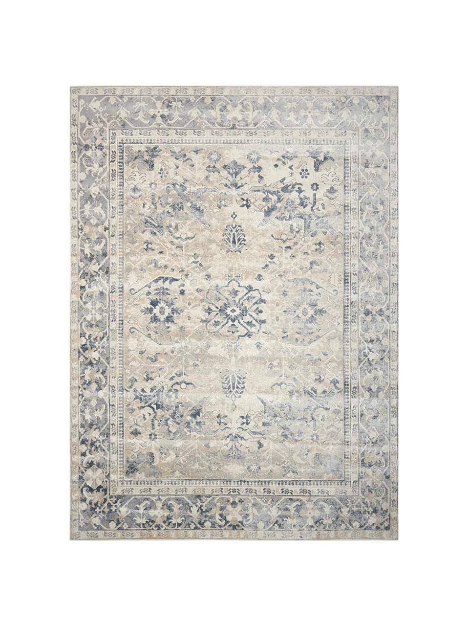 Bon marché ❤️ Tapis vintage bleu beige Malta, larg. 120 x long. 170 cm (taille S) 😍